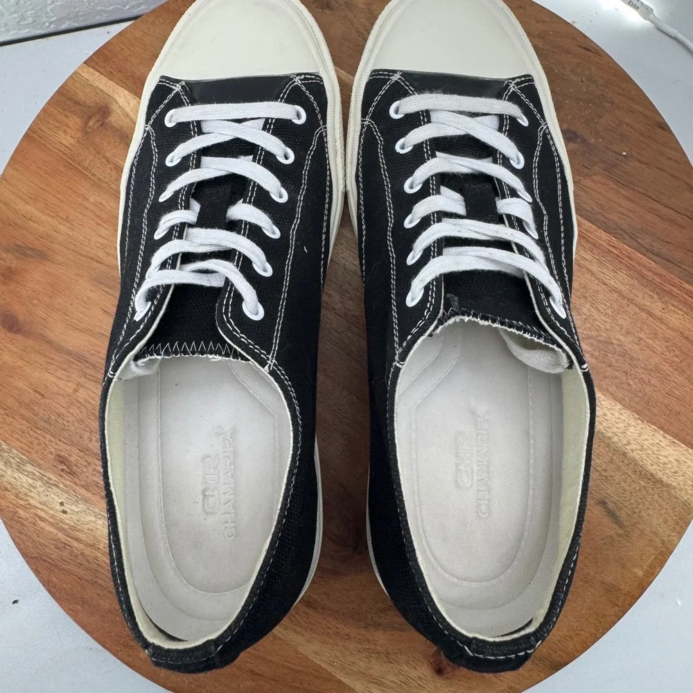 CHAMARIPA Black Canvas‎ Platform Sneakers Women EU 40 US 9 Cream Toe Cap